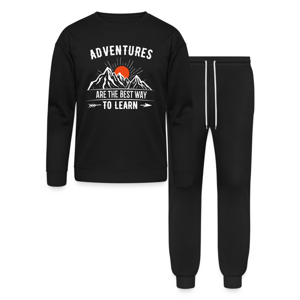 Adventures Are The Best Way To Learn Bella + Canvas Unisex Lounge Wear Set - black