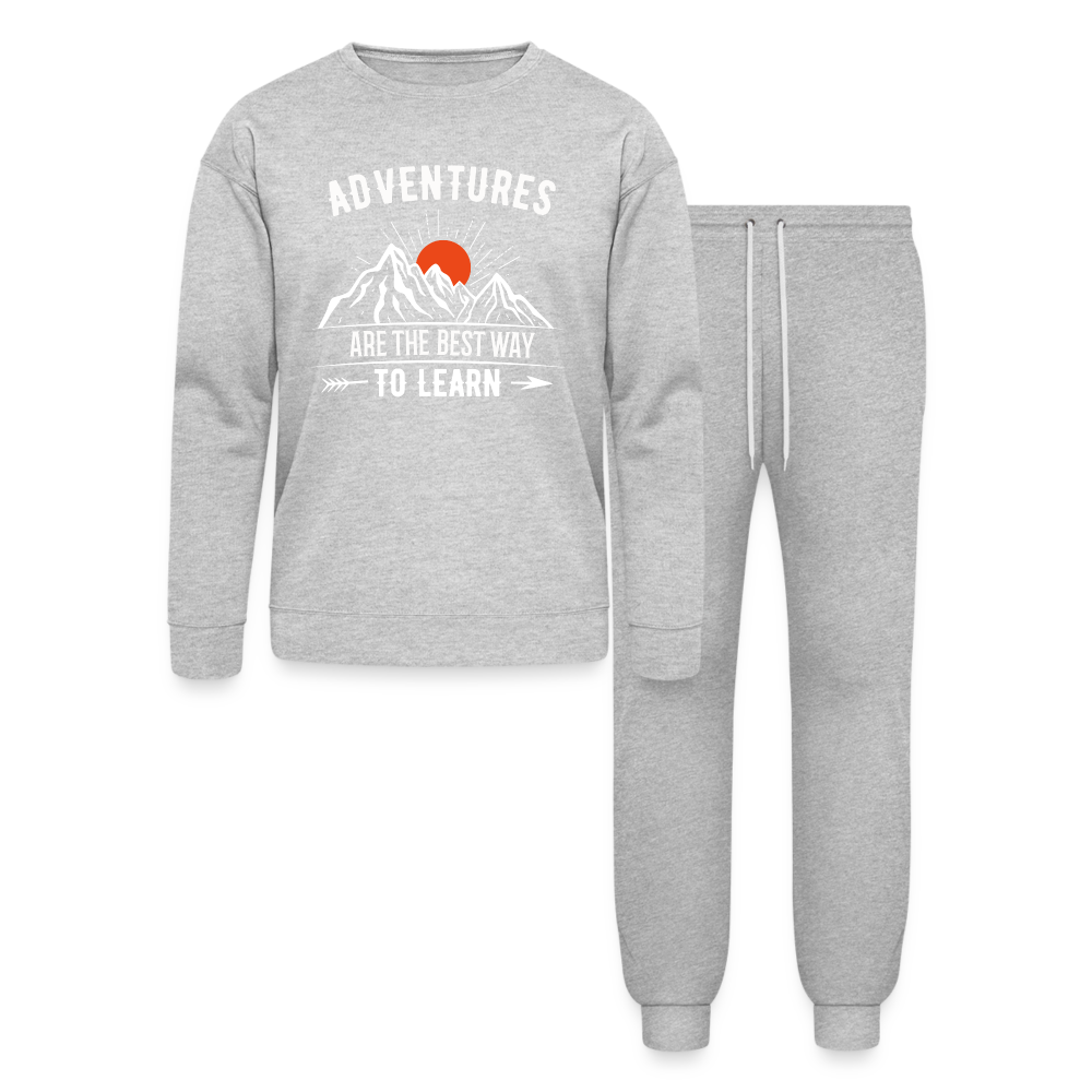 Adventures Are The Best Way To Learn Bella + Canvas Unisex Lounge Wear Set - heather gray