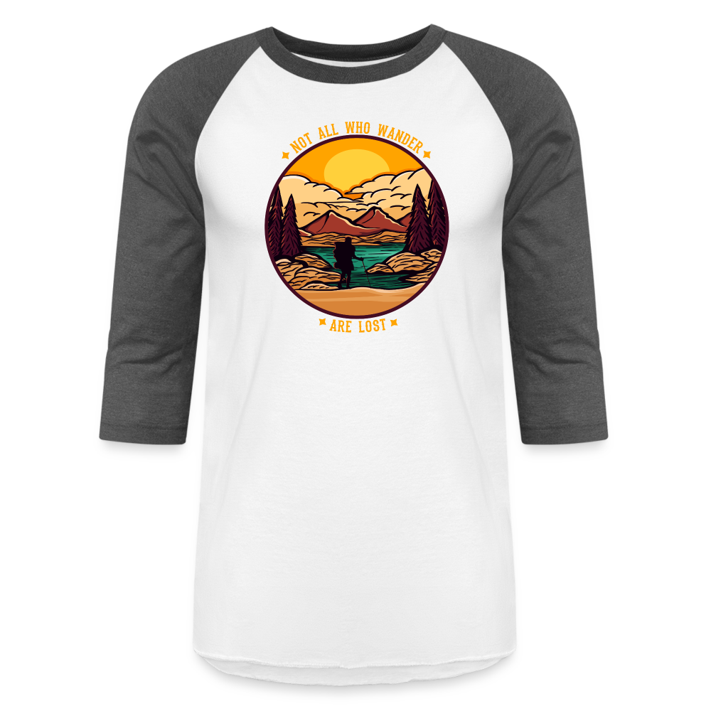 Not All Who Wander Are Lost Baseball T-Shirt - white/charcoal