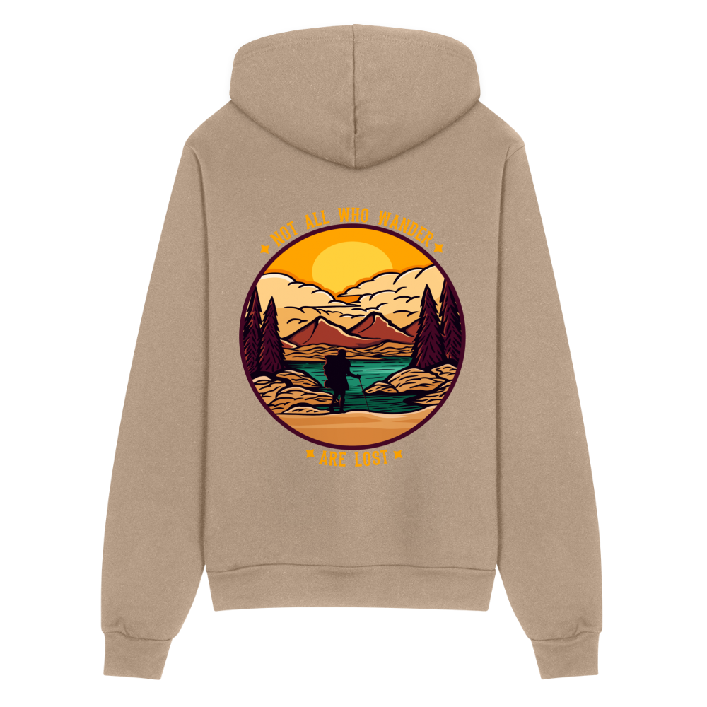 Not All Who Wonder Are Lost Bella + Canvas Unisex Full Zip Hoodie - tan