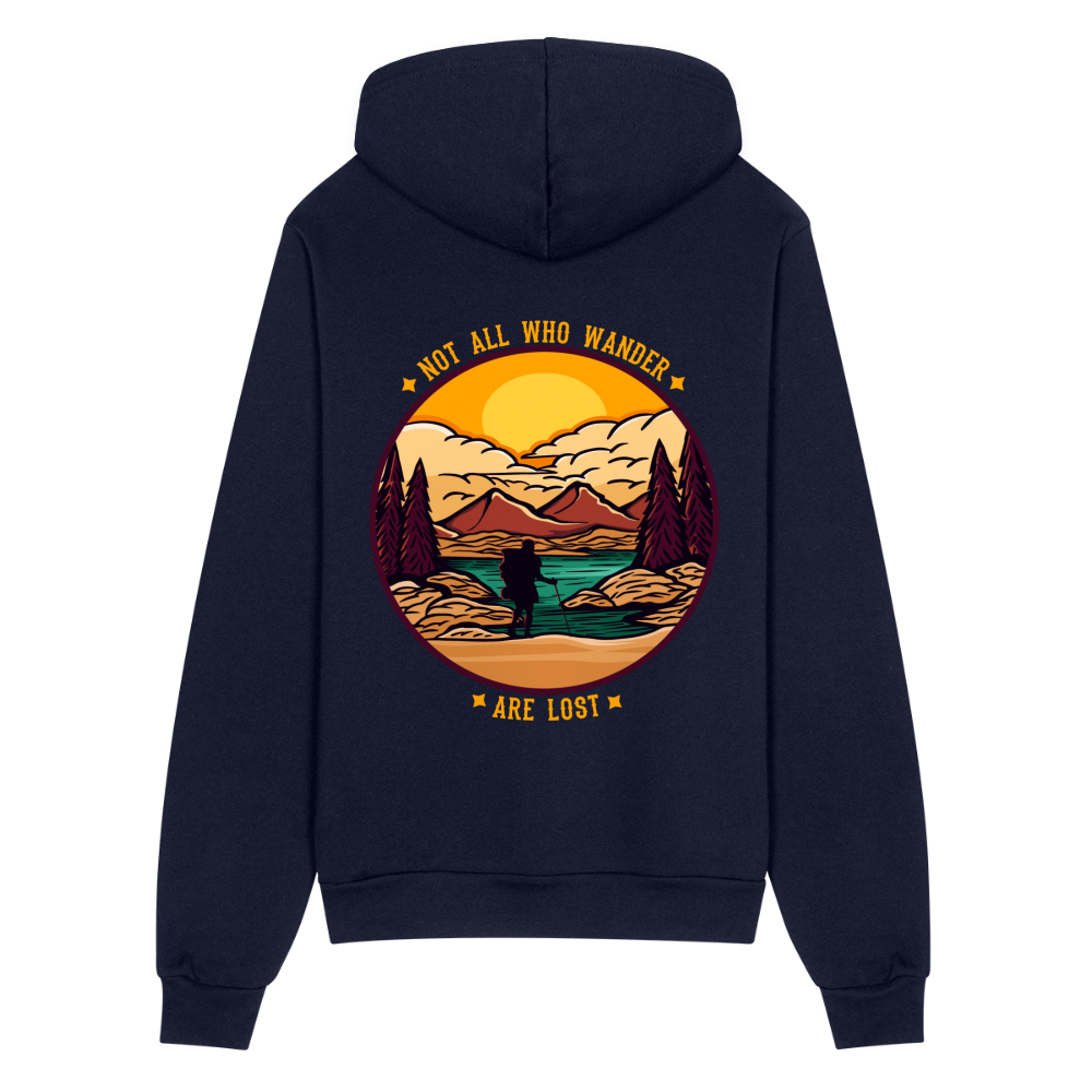 Not All Who Wonder Are Lost Bella + Canvas Unisex Full Zip Hoodie - navy