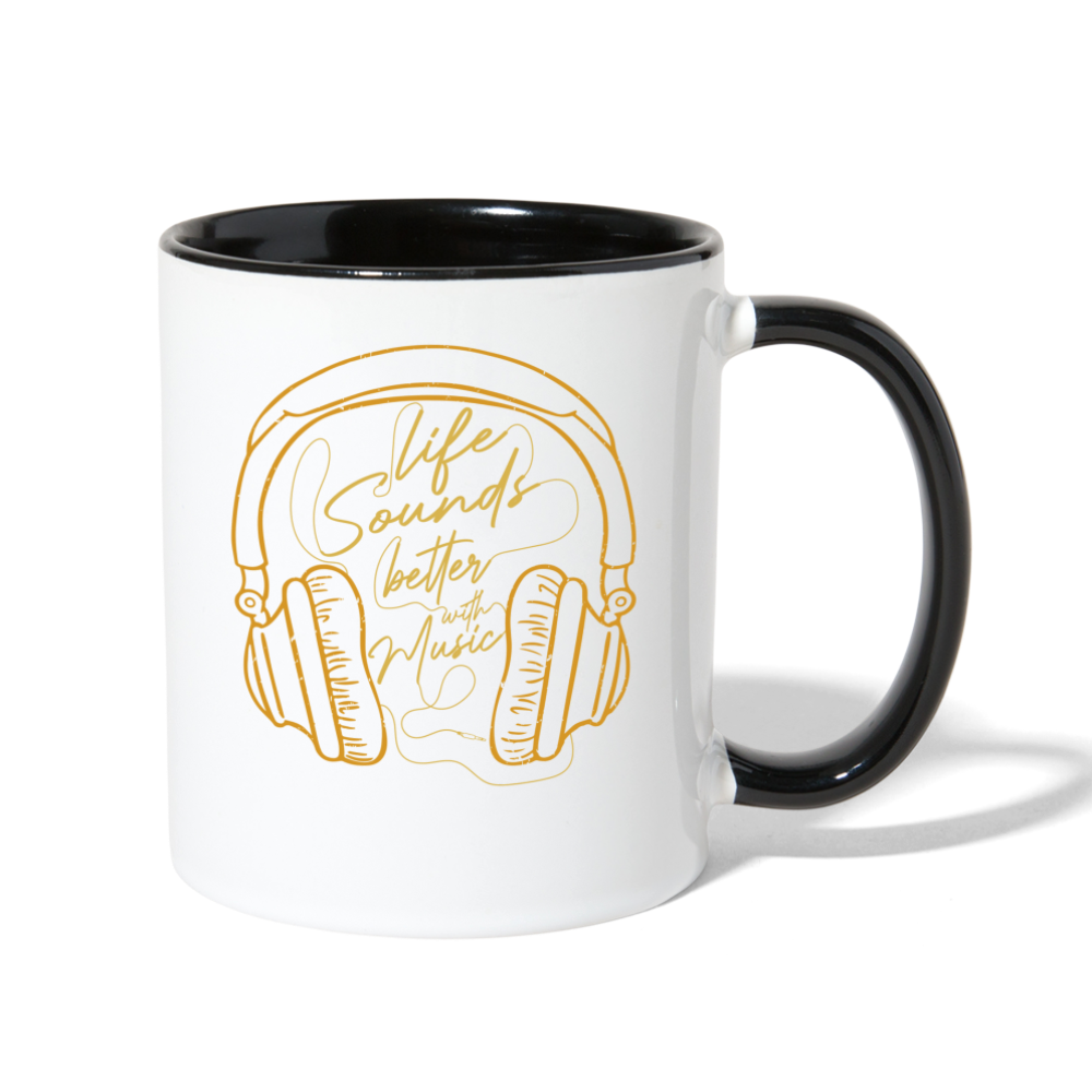 Life Sounds Better With Music Contrast Coffee Mug - white/black