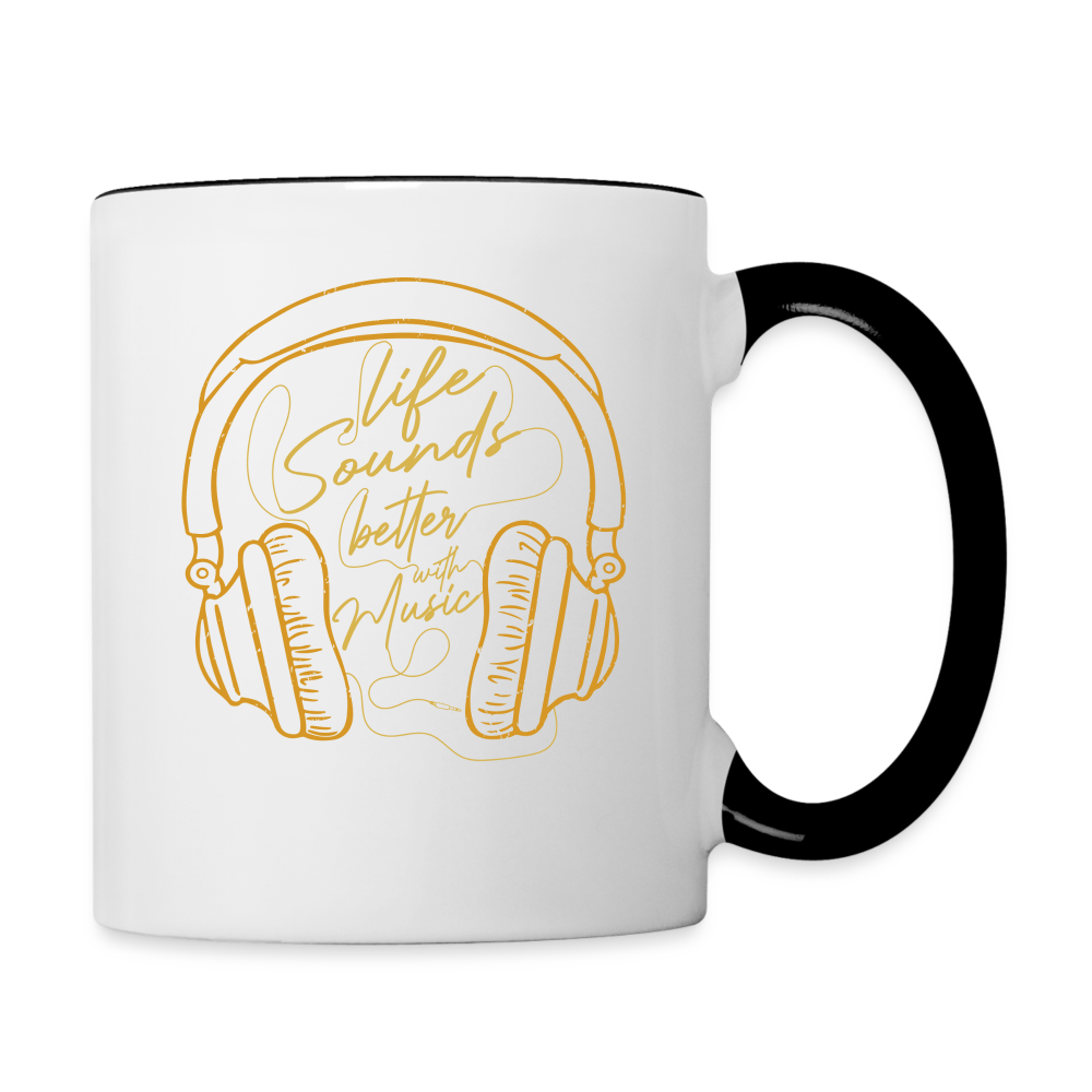 Life Sounds Better With Music Contrast Coffee Mug - white/black