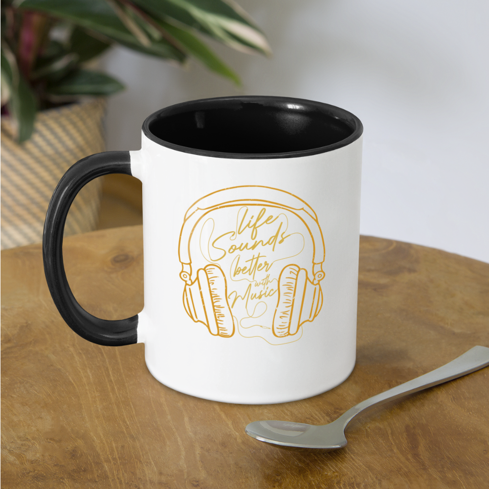 Life Sounds Better With Music Contrast Coffee Mug - white/black