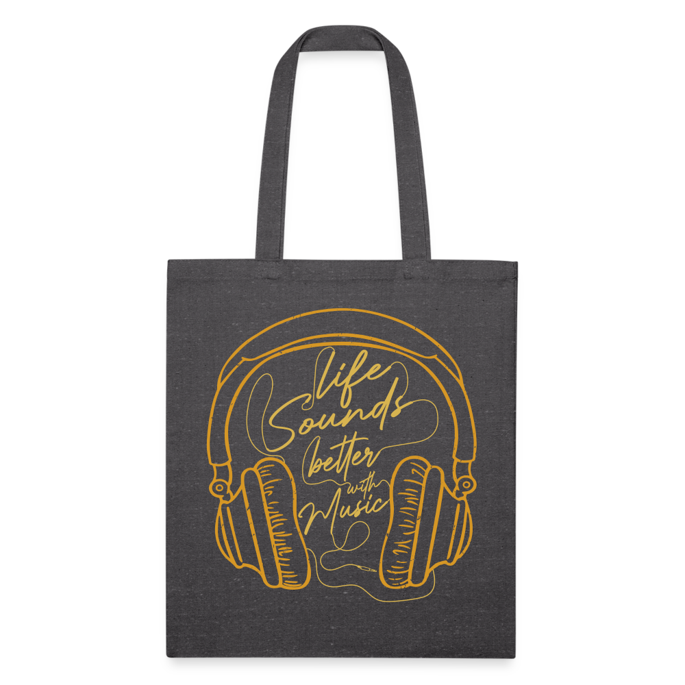 Life Sounds Better With Music Recycled Tote Bag - charcoal grey
