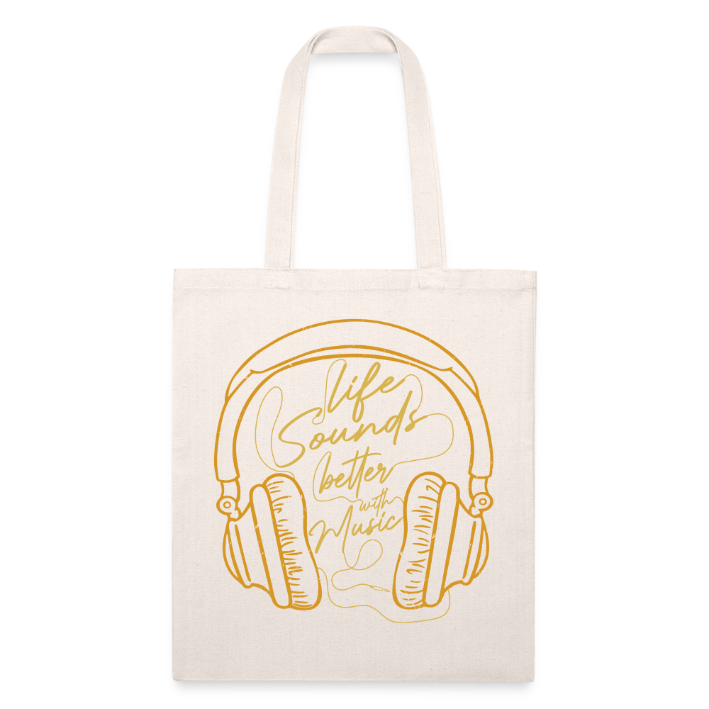 Life Sounds Better With Music Recycled Tote Bag - natural