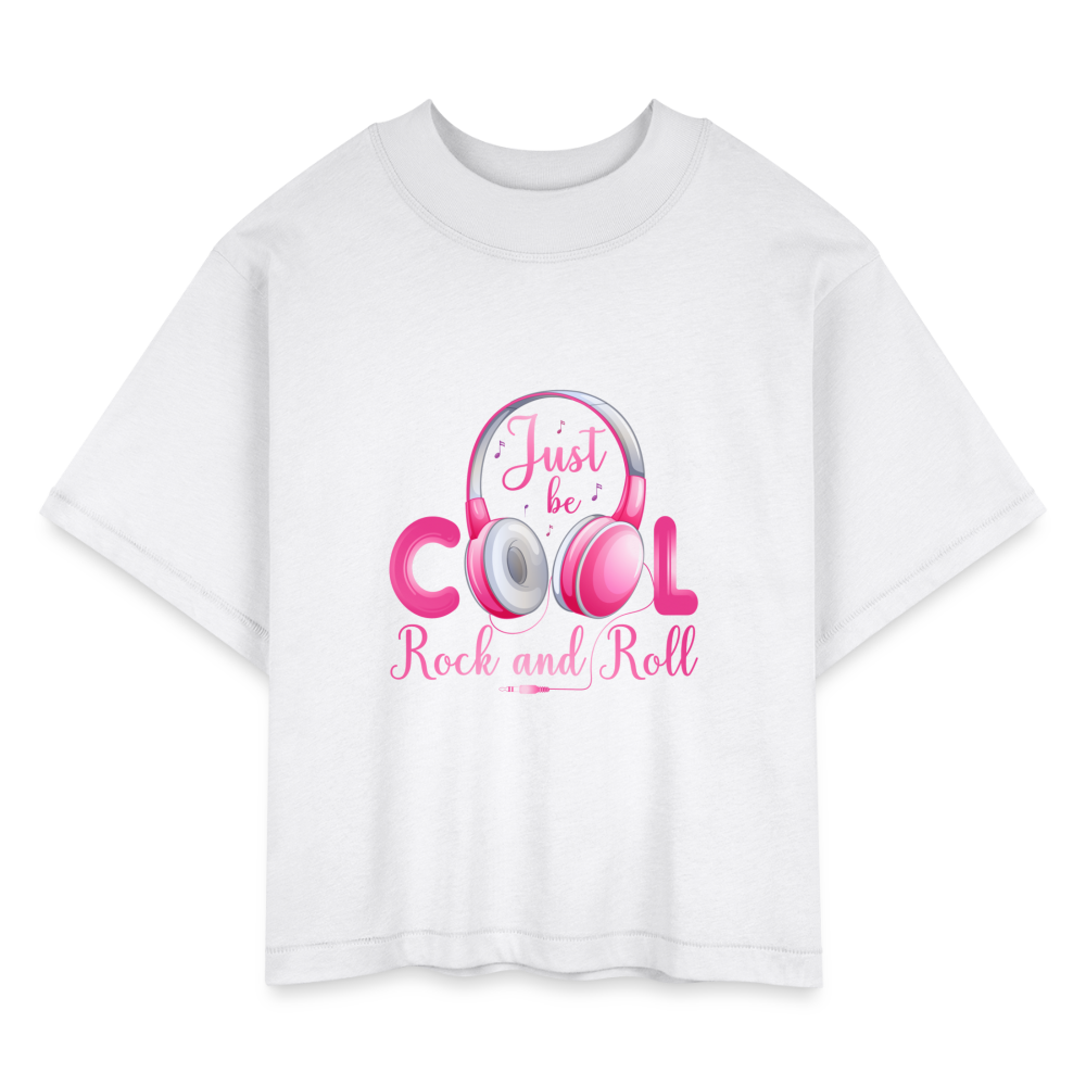 Just Be Cool Rock & Roll Women's Boxy Tee - white