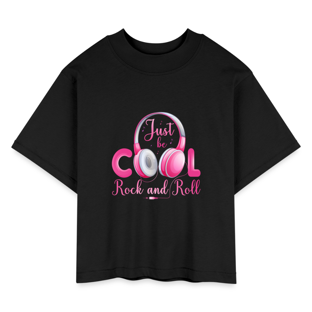 Just Be Cool Rock & Roll Women's Boxy Tee - black