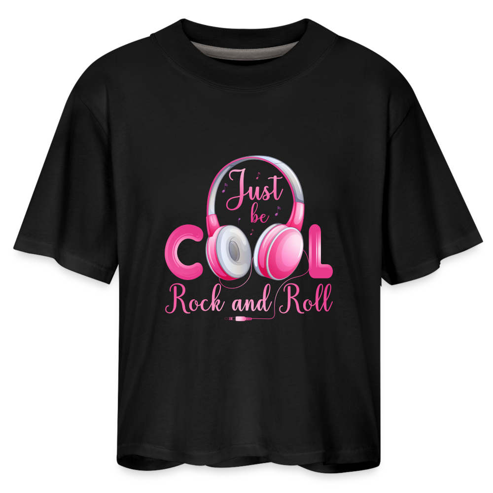 Just Be Cool Rock & Roll Women's Boxy Tee - black