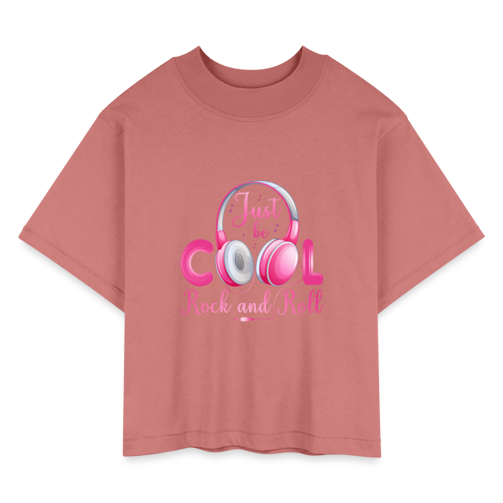 Just Be Cool Rock & Roll Women's Boxy Tee - mauve