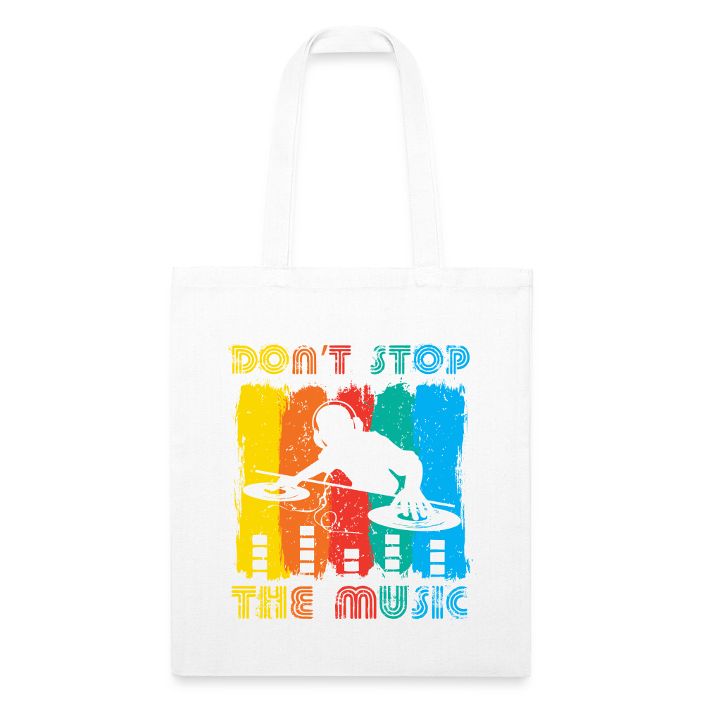 Don't Stop The Music Recycled Tote Bag - white
