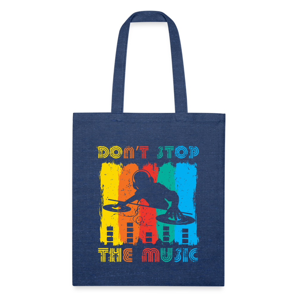 Don't Stop The Music Recycled Tote Bag - heather navy