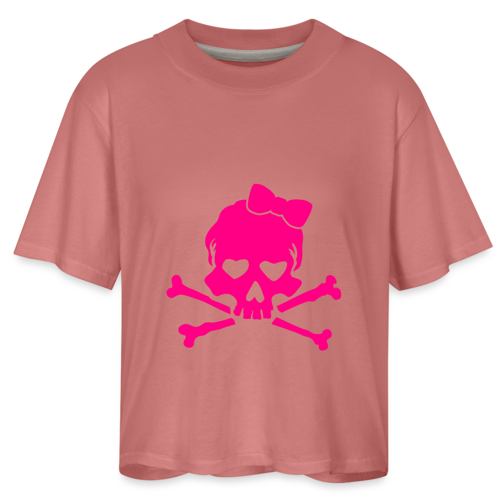 Skull With Heart Eyes Women's Boxy Tee - mauve