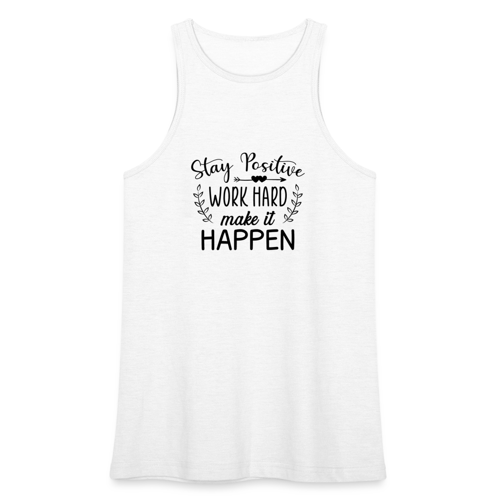 Stay Positive, Work Hard, Make it Happen. American Apparel Women’s Racerneck Tank - white