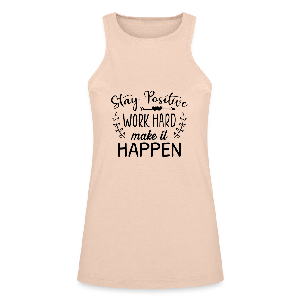 Stay Positive, Work Hard, Make it Happen. American Apparel Women’s Racerneck Tank - natural