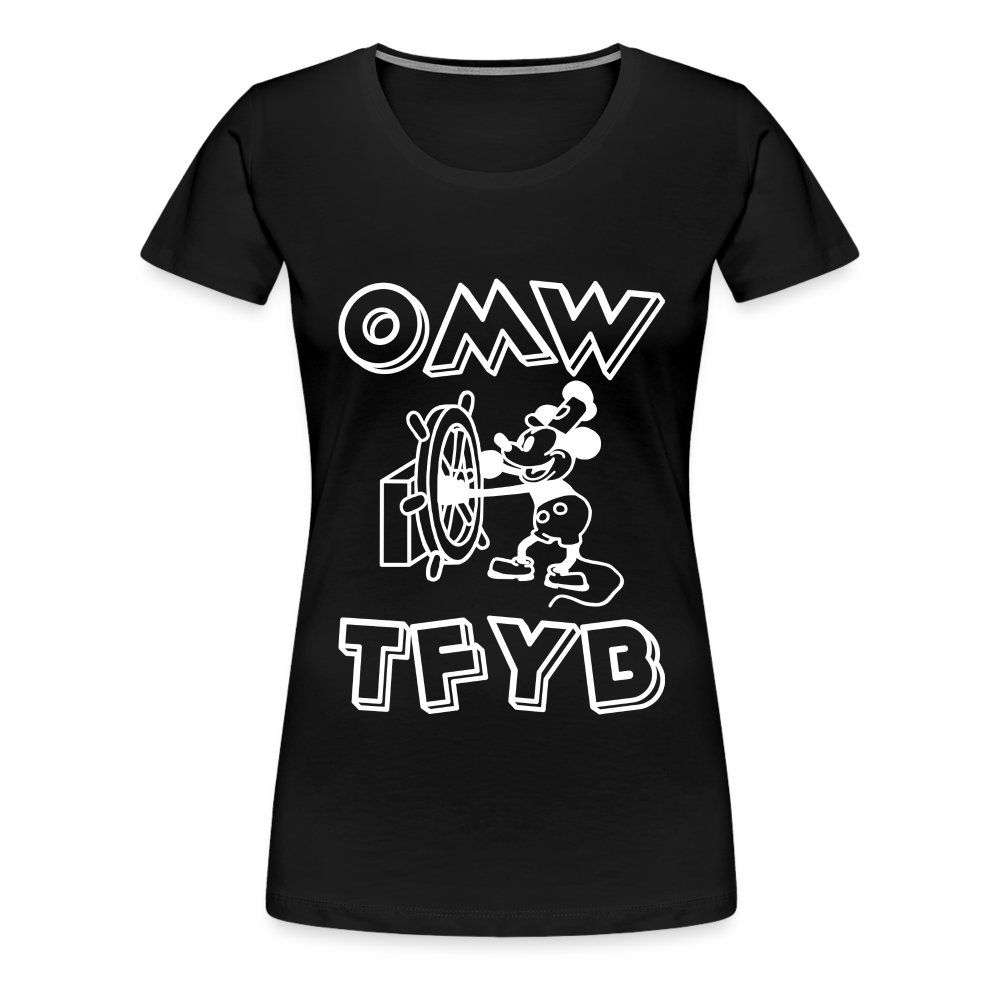 White Steamboat Willie OMWTFYB Women's T-Shirt - black