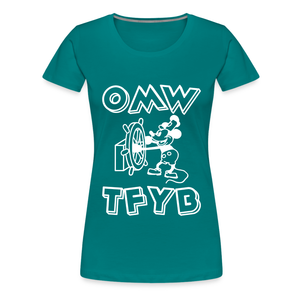 White Steamboat Willie OMWTFYB Women's T-Shirt - teal