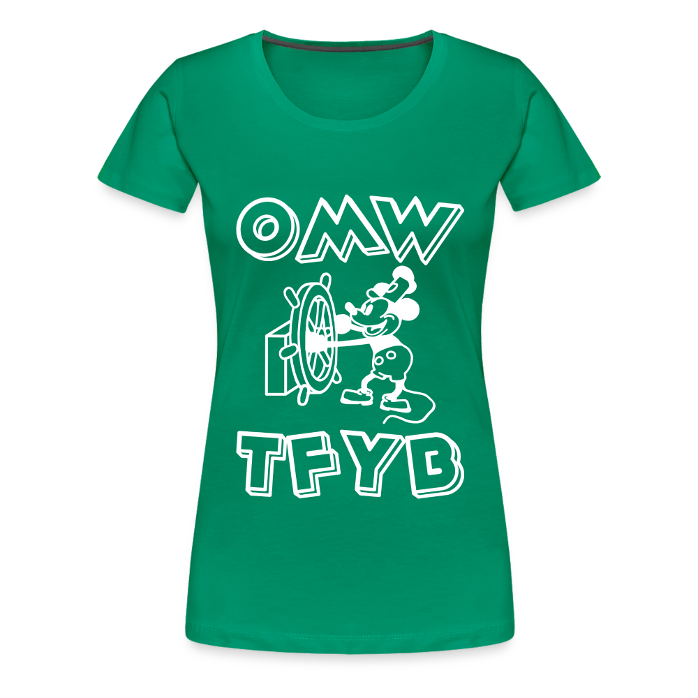 White Steamboat Willie OMWTFYB Women's T-Shirt - kelly green