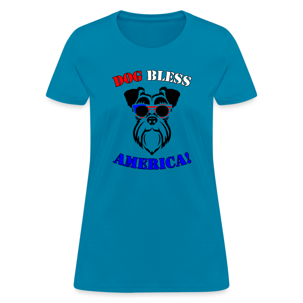 Dog Bless America Women's T-Shirt - turquoise