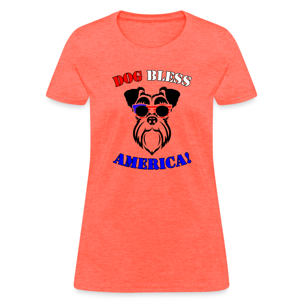 Dog Bless America Women's T-Shirt - heather coral
