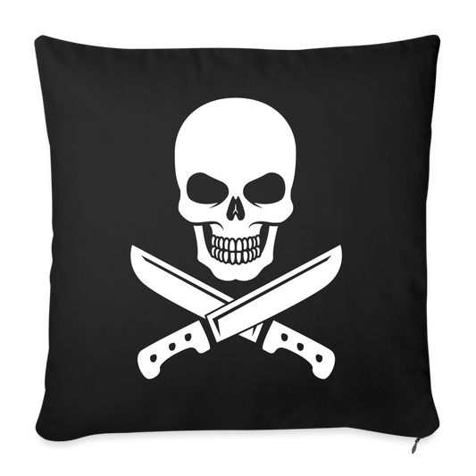 Skeleton & Knives Throw Pillow Cover 18” x 18” - black