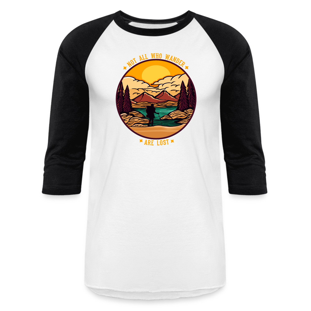 Not All Who Wander Are Lost Baseball T-Shirt - white/black