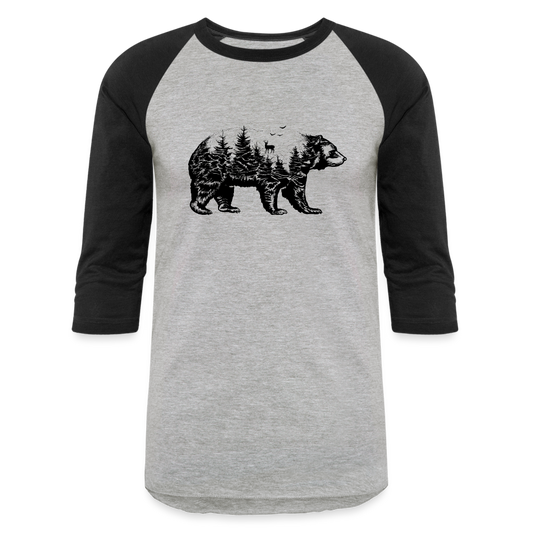 Woods Within The Bear Baseball T-Shirt - heather gray/black