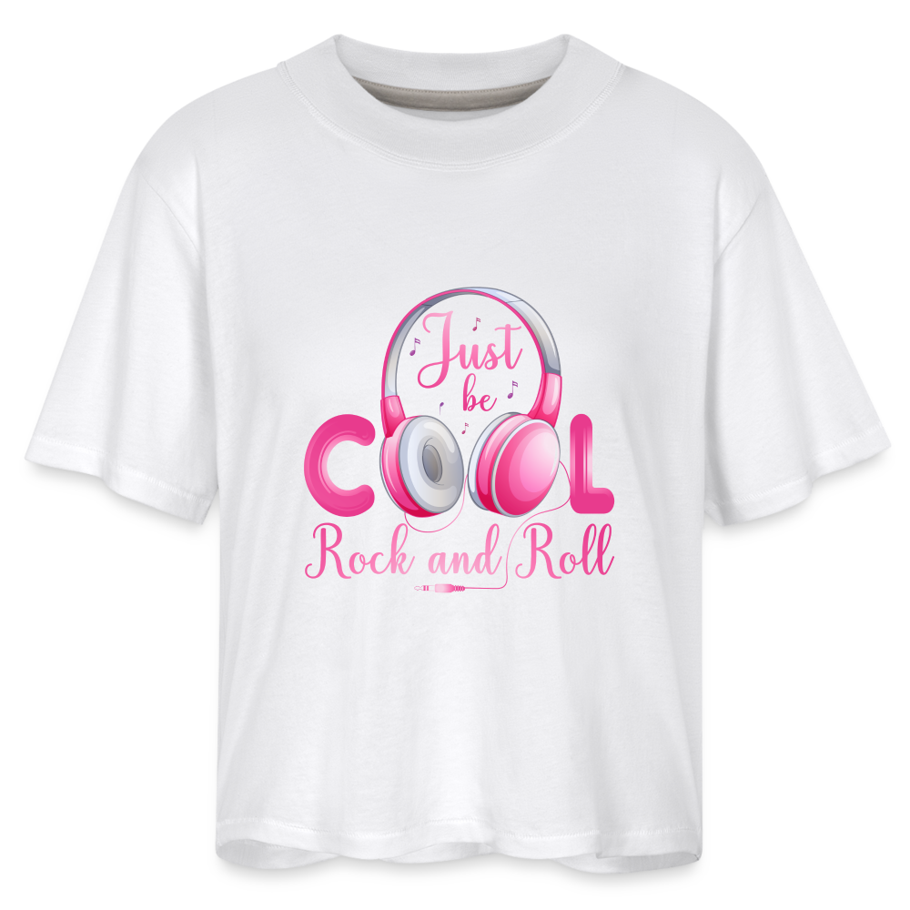 Just Be Cool Rock & Roll Women's Boxy Tee - white