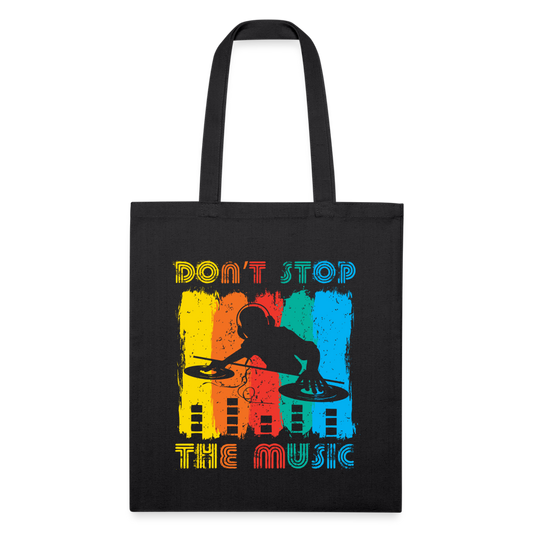 Don't Stop The Music Recycled Tote Bag - black