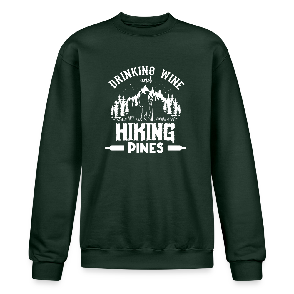 Drinking Wine And Hiking Pines Champion Unisex Powerblend Sweatshirt - Dark Green
