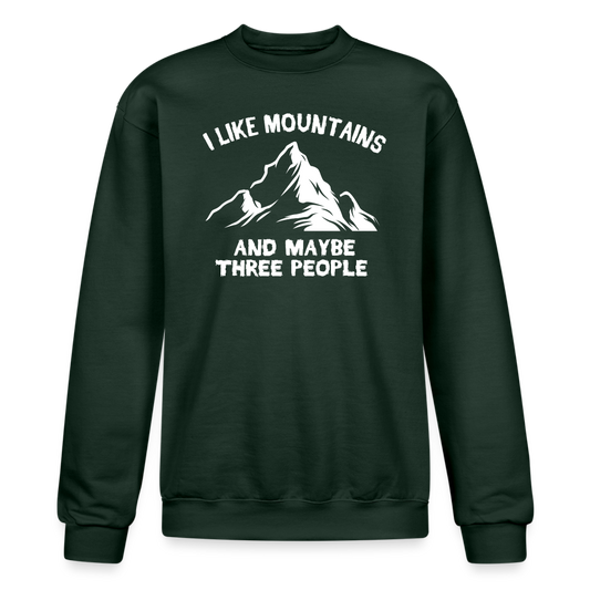 I Like Mountains And Maybe Three People Champion Unisex Powerblend Sweatshirt - Dark Green